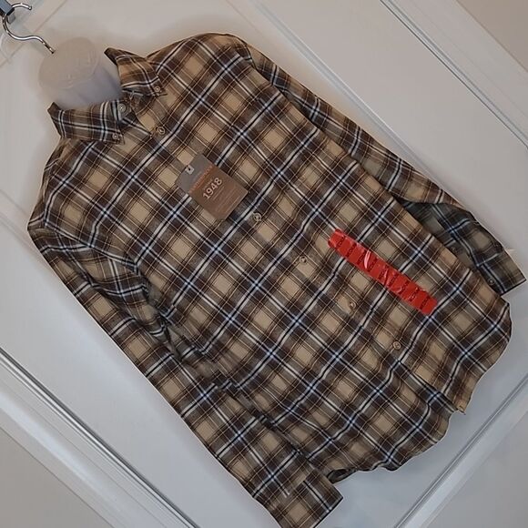 Weatherproof 1948 Khaki Plaid Button Down Shirt - Picture 1 of 13
